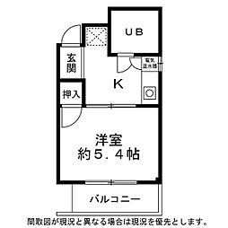 山金ハイツ 1Kの間取図画像