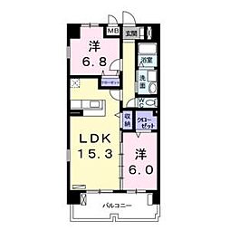 グリーンウィンド扇 2LDKの間取図画像