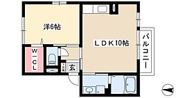 ホープM1 1LDKの間取図画像