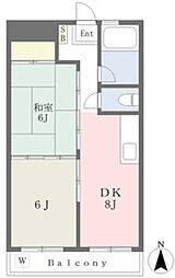 リバーハイム 2DKの間取図画像