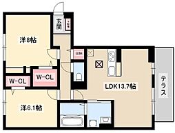 ファミール2 2LDKの間取図画像