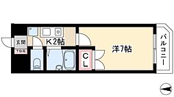 ヒサゴハイツ2 1Kの間取図画像