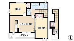 ノーブルヴィラ1 2LDKの間取図画像