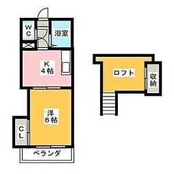 レオパレス笈瀬町 1DKの間取図画像