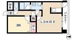 レージュ高道 1LDKの間取図画像