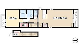 リヴェースいわつか3 1LDKの間取図画像