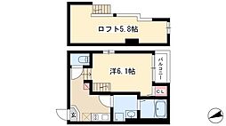 グリーンハイツ伝馬 1Kの間取図画像