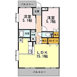 ヴェルドミール 2LDKの間取図画像