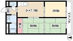 宝勝ハイツ 3DKの間取図画像