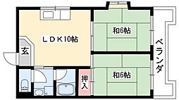 日宝レスカール一番町 2LDKの間取図画像