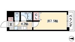 ハピネス公園前 1Kの間取図画像