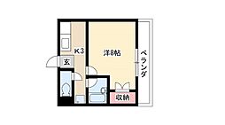 マンションブリッジ88 1Kの間取図画像