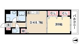 センチュリーパーク新川1番館 1DKの間取図画像