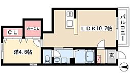 アブニール 1LDKの間取図画像