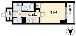 ヴェルドミール 1Kの間取図画像