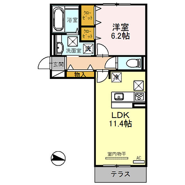 Casa Entre 101｜滋賀県大津市富士見台(賃貸アパート1LDK・1階・45.01㎡)の写真 その2