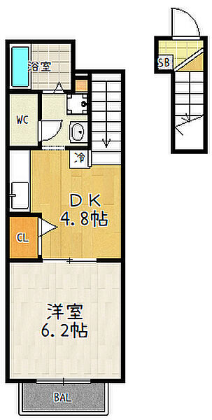 ロハスK 206｜滋賀県大津市北大路1丁目(賃貸アパート1DK・2階・28.98㎡)の写真 その2