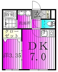 レーヴ 1階1DKの間取り