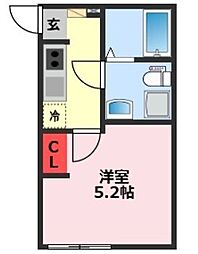 COZY　NOOK （コージーヌック） 2階1Kの間取り