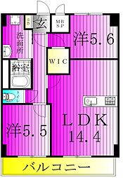 ベルフルール弐番館 2LDKの間取図画像