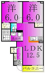 エレガントヒル3B 2LDKの間取図画像