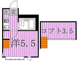ジュネパレス柏第49 1Kの間取図画像