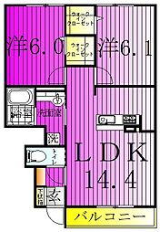 ウィルビューF 2LDKの間取図画像