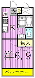 メルヴェール 1Kの間取図画像