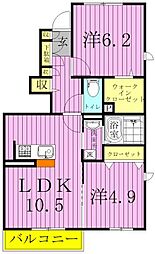 フジクレールA 2LDKの間取図画像