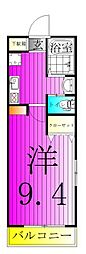 センチュリーオークB棟 1Kの間取図画像