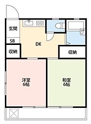 グレース南柏1 2DKの間取図画像