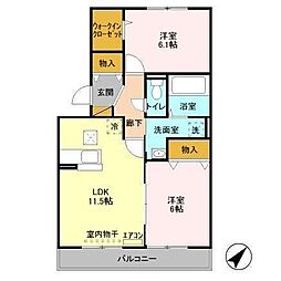 カシータ2 2LDKの間取図画像