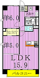 レジデンスラフィネ 2LDKの間取図画像