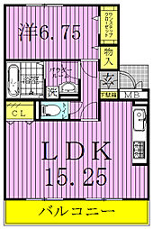 ディアコート 1LDKの間取図画像