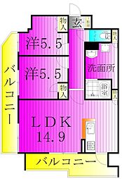 BrilliantViewCentralPark 2LDKの間取図画像