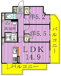 BrilliantViewCentralPark 2LDKの間取図画像