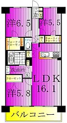 クレストフォルム柏サウスウイング 3LDKの間取図画像