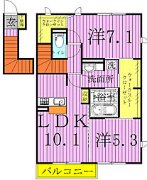 グランボヌール3 2LDKの間取図画像