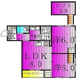 KASHIWAPLACE 2DKの間取図画像