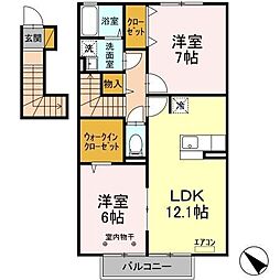 アシェルガーデン 2LDKの間取図画像