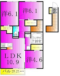 PIECEWOOD1 3LDKの間取図画像