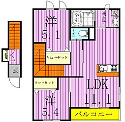 ディア・パルテノン 2LDKの間取図画像