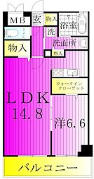 グリーンヒルズ 1LDKの間取図画像