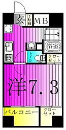 エスフォート柏 1Kの間取図画像