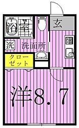 セナリオフォルム柏たなか 1Kの間取図画像