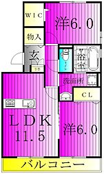 フローラルA 2LDKの間取図画像