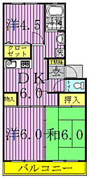 第二パールメゾン染谷 3DKの間取図画像