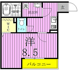 AJ南流山North1 1Kの間取図画像