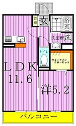 ノール・メゾンおおたかJ 1LDKの間取図画像