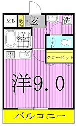 アルシェ柏 ワンルームの間取図画像